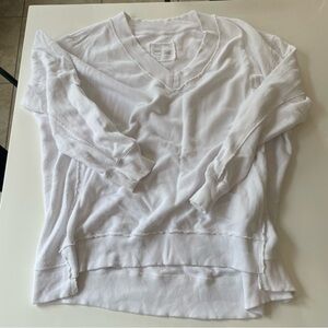 Aerie Oversized White V-Neck Pullover M